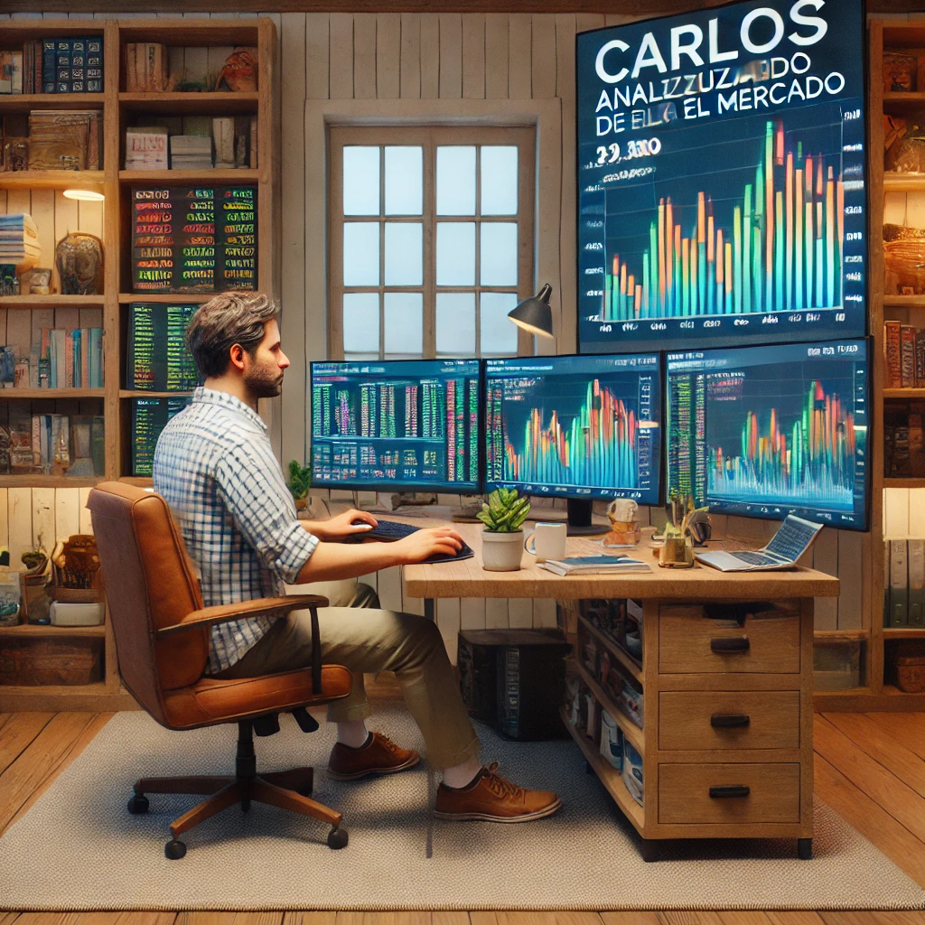 Carlos estudiando el mercado en su casa